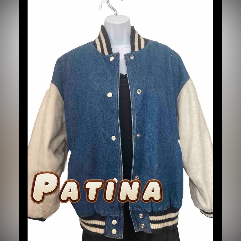 Vintage 80’s Patina Denim Mixed Media Jacket Womens M